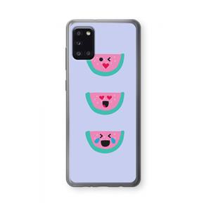 CaseCompany Smiley watermeloen: Samsung Galaxy A31 Transparant Hoesje