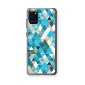 CaseCompany Gekleurde driehoekjes blauw: Samsung Galaxy A31 Transparant Hoesje