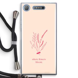 CaseCompany Where flowers bloom: Sony Xperia XZ1 Transparant Hoesje met koord