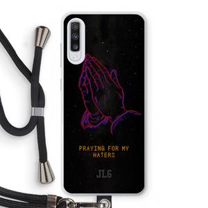 CaseCompany Praying For My Haters: Samsung Galaxy A70 Transparant Hoesje met koord