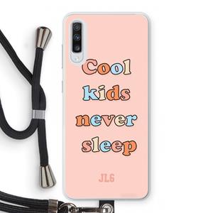 CaseCompany Cool Kids Never Sleep: Samsung Galaxy A70 Transparant Hoesje met koord
