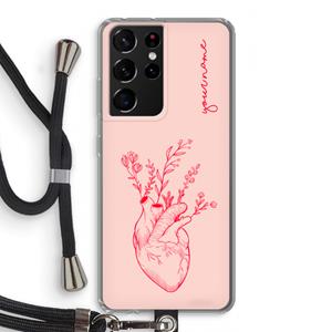 CaseCompany Blooming Heart: Samsung Galaxy S21 Ultra Transparant Hoesje met koord