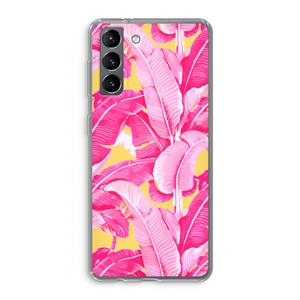 CaseCompany Pink Banana: Samsung Galaxy S21 Transparant Hoesje