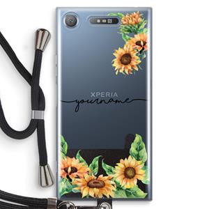 CaseCompany Zonnebloemen: Sony Xperia XZ1 Transparant Hoesje met koord