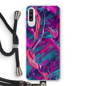 CaseCompany Pink Clouds: Samsung Galaxy A70 Transparant Hoesje met koord