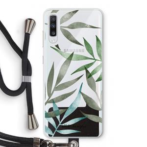 CaseCompany Tropical watercolor leaves: Samsung Galaxy A70 Transparant Hoesje met koord