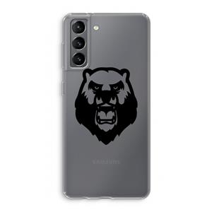 CaseCompany Angry Bear (black): Samsung Galaxy S21 Transparant Hoesje