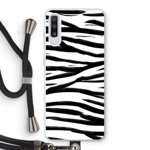 CaseCompany Zebra pattern: Samsung Galaxy A70 Transparant Hoesje met koord