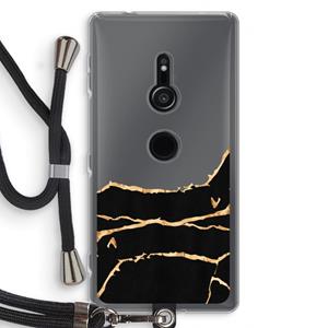 CaseCompany Gouden marmer: Sony Xperia XZ2 Transparant Hoesje met koord