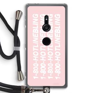 CaseCompany Hotline bling pink: Sony Xperia XZ2 Transparant Hoesje met koord