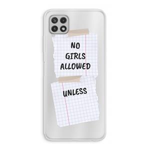 CaseCompany No Girls Allowed Unless: Samsung Galaxy A22 4G Transparant Hoesje
