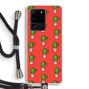 CaseCompany Mini cactus: Samsung Galaxy S20 Ultra Transparant Hoesje met koord