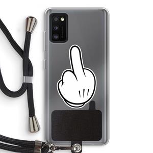 CaseCompany Middle finger black: Samsung Galaxy A41 Transparant Hoesje met koord