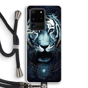 CaseCompany Darkness Tiger: Samsung Galaxy S20 Ultra Transparant Hoesje met koord