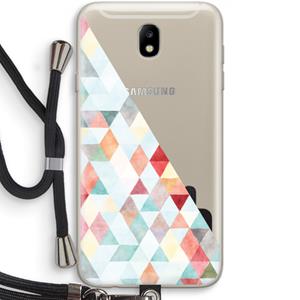 CaseCompany Gekleurde driehoekjes pastel: Samsung Galaxy J7 (2017) Transparant Hoesje met koord