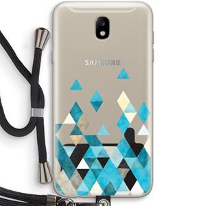 CaseCompany Gekleurde driehoekjes blauw: Samsung Galaxy J7 (2017) Transparant Hoesje met koord