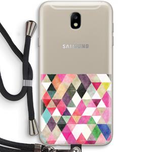 CaseCompany Gekleurde driehoekjes: Samsung Galaxy J7 (2017) Transparant Hoesje met koord