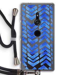 CaseCompany Blauwe pijlen: Sony Xperia XZ2 Transparant Hoesje met koord