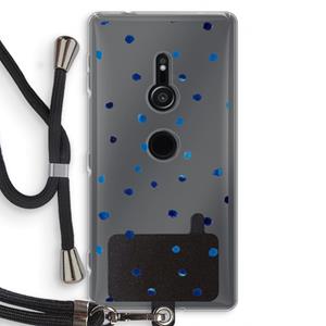 CaseCompany Blauwe stippen: Sony Xperia XZ2 Transparant Hoesje met koord