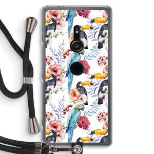 CaseCompany Bloemen tukan: Sony Xperia XZ2 Transparant Hoesje met koord