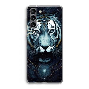 CaseCompany Darkness Tiger: Samsung Galaxy S21 Transparant Hoesje