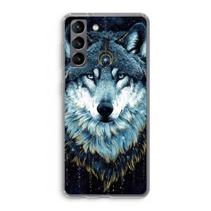 CaseCompany Darkness Wolf: Samsung Galaxy S21 Transparant Hoesje