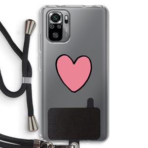 CaseCompany Hartje: Xiaomi Redmi Note 10S Transparant Hoesje met koord