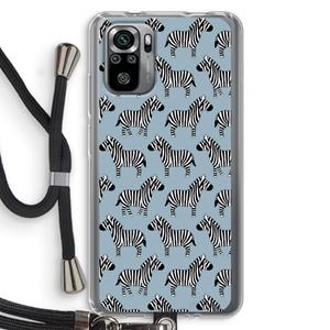 CaseCompany Zebra: Xiaomi Redmi Note 10S Transparant Hoesje met koord