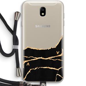 CaseCompany Gouden marmer: Samsung Galaxy J7 (2017) Transparant Hoesje met koord