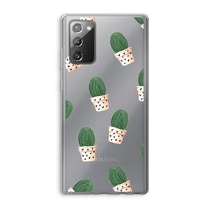 CaseCompany Cactusprint roze: Samsung Galaxy Note 20 / Note 20 5G Transparant Hoesje