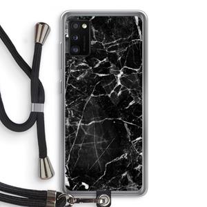 CaseCompany Zwart Marmer 2: Samsung Galaxy A41 Transparant Hoesje met koord