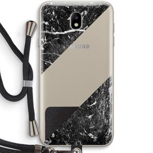 CaseCompany Zwart marmer: Samsung Galaxy J7 (2017) Transparant Hoesje met koord