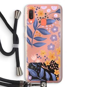 CaseCompany Flowers with blue leaves: Samsung Galaxy A20e Transparant Hoesje met koord