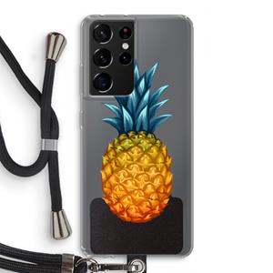 CaseCompany Grote ananas: Samsung Galaxy S21 Ultra Transparant Hoesje met koord