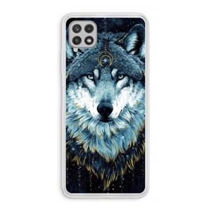 CaseCompany Darkness Wolf: Samsung Galaxy A22 4G Transparant Hoesje