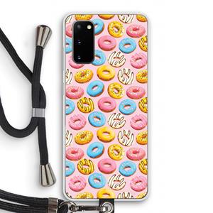 CaseCompany Pink donuts: Samsung Galaxy S20 Transparant Hoesje met koord