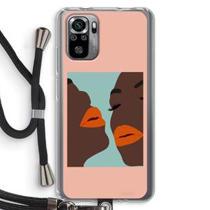 CaseCompany Orange lips: Xiaomi Redmi Note 10S Transparant Hoesje met koord