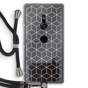 CaseCompany Zwart-witte kubussen: Sony Xperia XZ2 Transparant Hoesje met koord