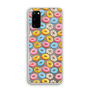 CaseCompany Pink donuts: Samsung Galaxy S20 Transparant Hoesje