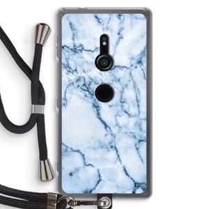 CaseCompany Blauw marmer: Sony Xperia XZ2 Transparant Hoesje met koord