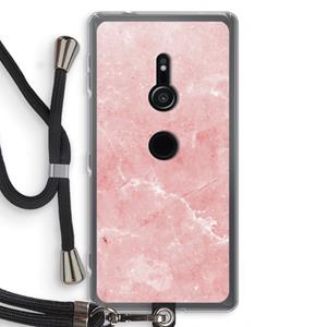CaseCompany Roze marmer: Sony Xperia XZ2 Transparant Hoesje met koord