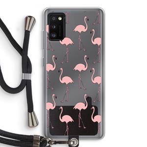 CaseCompany Anything Flamingoes: Samsung Galaxy A41 Transparant Hoesje met koord