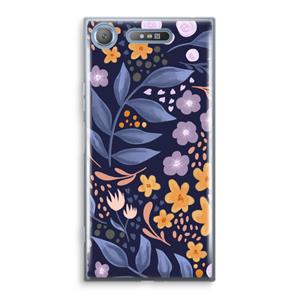 CaseCompany Flowers with blue leaves: Sony Xperia XZ1 Transparant Hoesje