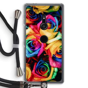 CaseCompany Neon bloemen: Sony Xperia XZ2 Transparant Hoesje met koord