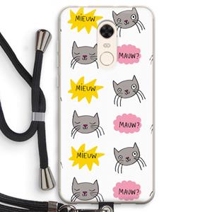 CaseCompany Meow: Xiaomi Redmi 5 Transparant Hoesje met koord