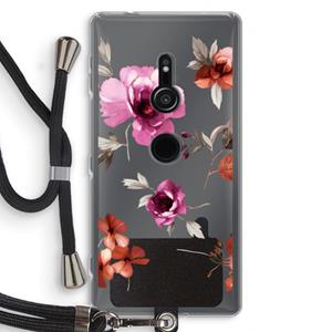 CaseCompany Geschilderde bloemen: Sony Xperia XZ2 Transparant Hoesje met koord