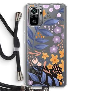 CaseCompany Flowers with blue leaves: Xiaomi Redmi Note 10S Transparant Hoesje met koord