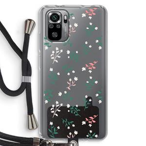CaseCompany Small white flowers: Xiaomi Redmi Note 10S Transparant Hoesje met koord