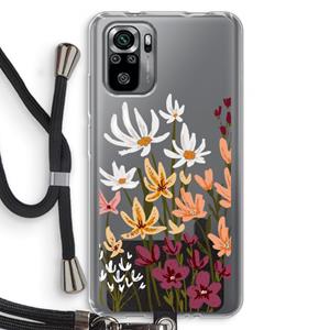 CaseCompany Painted wildflowers: Xiaomi Redmi Note 10S Transparant Hoesje met koord