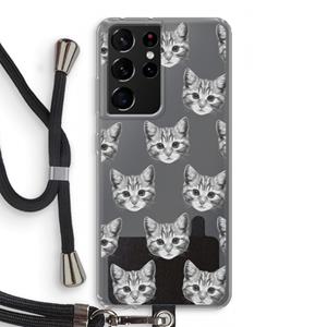CaseCompany Kitten: Samsung Galaxy S21 Ultra Transparant Hoesje met koord
